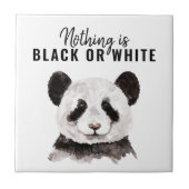 Carreau Panda Funky Moderne Noir Et Blanc Avec Citation (Devant)