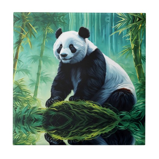 Carreau Panda géant dans la forêt de Bamboo (Devant)