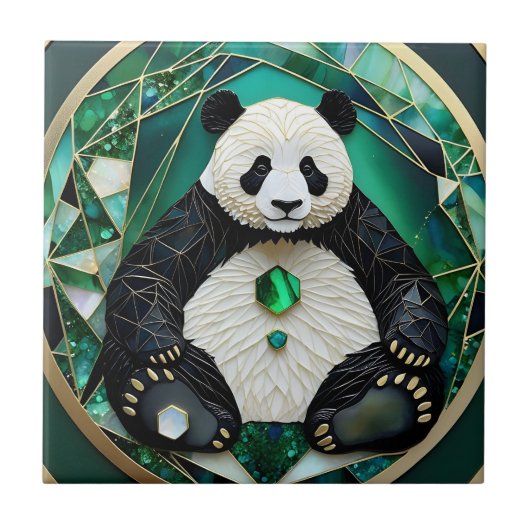 Carreau Panda géométrique hypnotique (Devant)