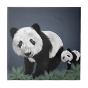 Carreau panda ours mignon animal câlin noir blanc doux