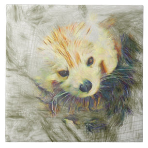 Carreau Panda rouge animal artistique