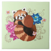 Carreau Panda Rouge Lotus Fleurs Henné (Devant)