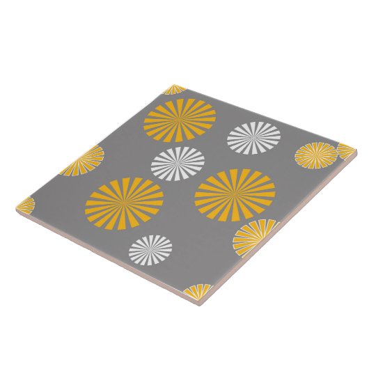Carreau Pandelions Abstraits, stylisés, gris, jaune, blanc (Côté)
