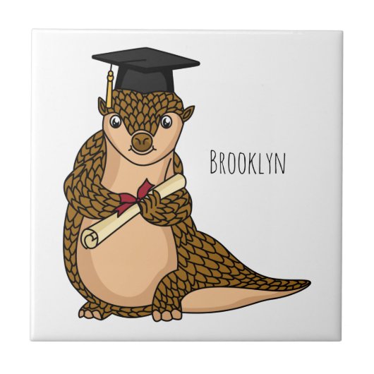 Carreau Pangolin mignon diplômé dessin animé (Devant)