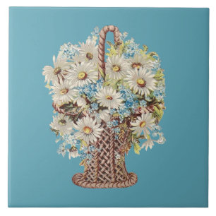 Carreau Panier à fleurs vintage carrelage