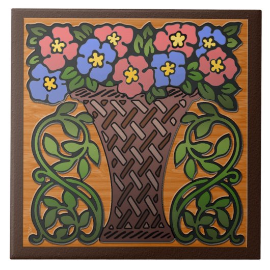 Carreau Panier d'art et d'artisanat de Petunias (Devant)