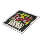 Carreau Panier de fleurs, rouge et jaune, (Côté)