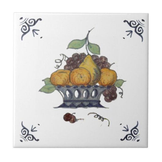 Carreau Panier de fruits de luxe Repro sur carrelage blanc (Devant)