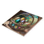 Carreau Panier De Pâques En Steampunk Rempli D'Oeufs Color (Côté)