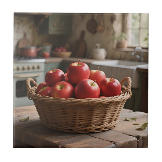 Carreau Panier de pommes rouges (Devant)