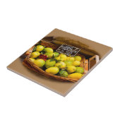 Carreau Panier en osier de citrons italiens au marché (Côté)