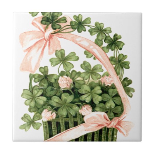 Carreau Panier Pink Ribbon Shamrock Quatre feuilles Clover (Devant)