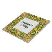 Carreau Panneau de nom de maison personnalisé Mandala vert (Côté)