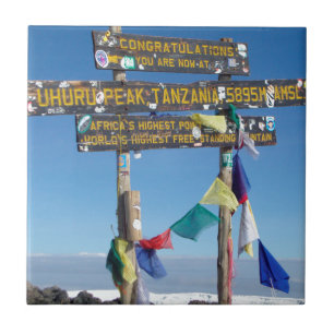 Carreau Panneau indicateur au sommet du Kilimanjaro kenya