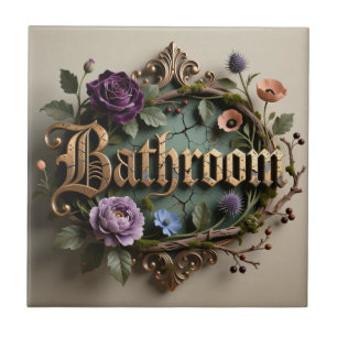 Carreau Panneau Rond de Salle de Bain en Or à Motif Floral