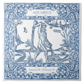 Carreau Panneau Zodiaque Vintage Delft Blue Aquarius (Devant)