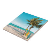 Carreau Panneaux de surf sur la plage lancer oreiller (Côté)