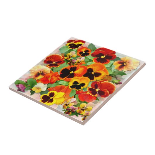 Carreau Pansies du coucher du soleil (Côté)