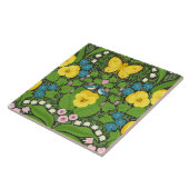 Carreau Pansies jaunes, oiseaux et papillons (Côté)