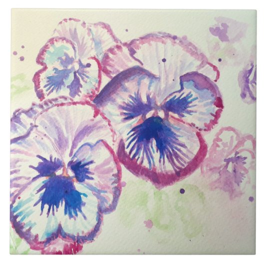 Carreau Pansies Pansy Fleur violet Rose floral (Devant)