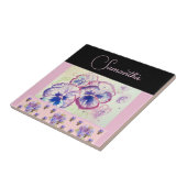 Carreau Pansies rose Pansy Aquarelle Fleurie art (Côté)