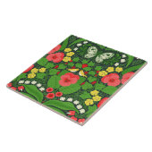 Carreau Pansies rouges, oiseaux et papillons (Côté)