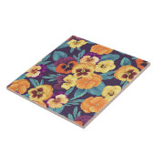 Carreau Pansies sur violet de prune (Côté)