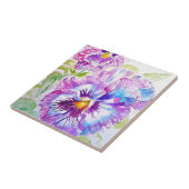 Carreau Pansy Violet Fleur Florale Rose Jaune Aquarelle (Côté)