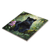 Carreau Panthère noire dans la jungle (Côté)