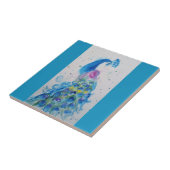 Carreau Paon bleu aquarelle oiseau oiseaux bleu sarcelle (Côté)