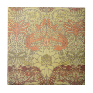 Carreau Paon de William Morris et motif de dragon