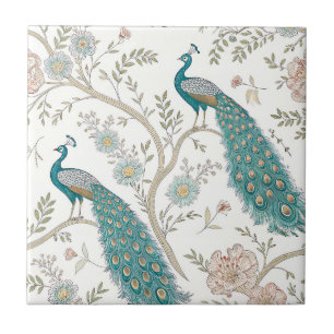 Carreau Paon Élégant Floral Vintage (11)