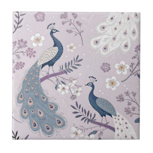 Carreau Paon Élégant Floral Vintage (14)