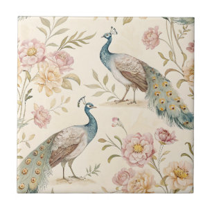Carreau Paon Élégant Floral Vintage (9)
