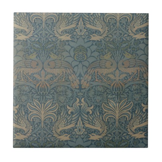 Carreau Paon et Dragon par William Morris (Devant)