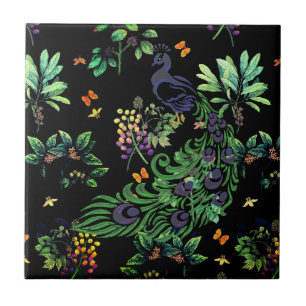 Carreau Paon orné et Vintage Floral