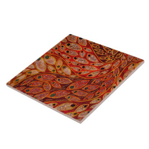 Carreau "Paons de l'eau" (peinture)