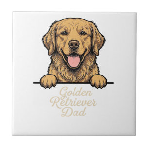 Carreau Papa Golden Retriever Gravure Vintage