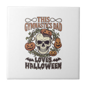 Carreau Papa Gymnastique Aime Halloween Crâne Citrouilles 