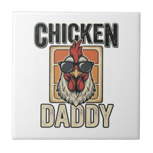 Carreau Papa Poule Drôle Coq Vintage Vecteur Chemise_1