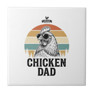 Carreau Papa Poule Vintage Coucher de soleil Drôle Amateur