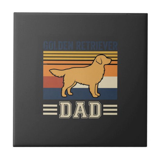 Carreau Papa Retriever doré Chien Rétro (Devant)