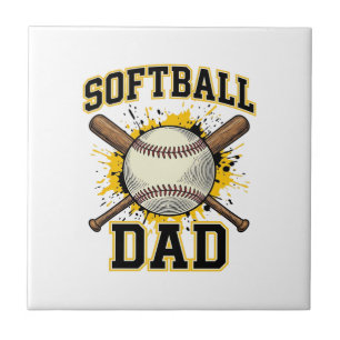 Carreau Papa Softball Vintage Varsity Dessin Bats Croisés_