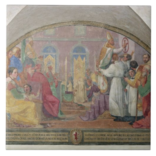 Carreau Pape Eugene IV consacrant le couvent de San mars (Devant)