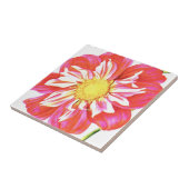 Carreau Papier dahlia rayé rouge et blanc corail (Côté)