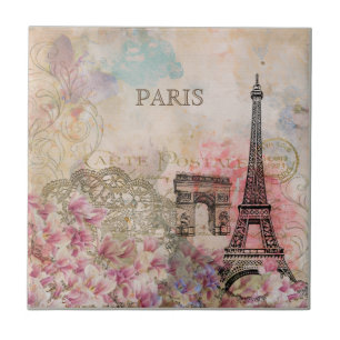 Carreau Papier Éphémère Fleuriste Vintage Paris Tour Eiffe