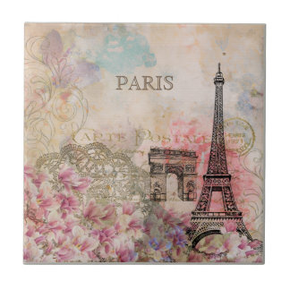 Carreau Papier Éphémère Fleuriste Vintage Paris Tour Eiffe