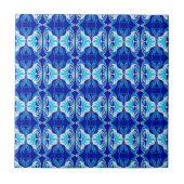 Carreau Papier peint Art Déco motif - bleu cobalt et blanc (Devant)
