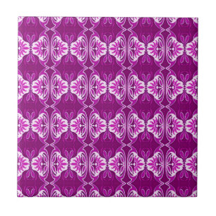 Carreau Papier peint Art Déco motif - violet profond et bl