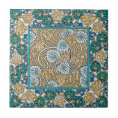 Carreau papier peint bleu art nouveau cyclamen (Devant)